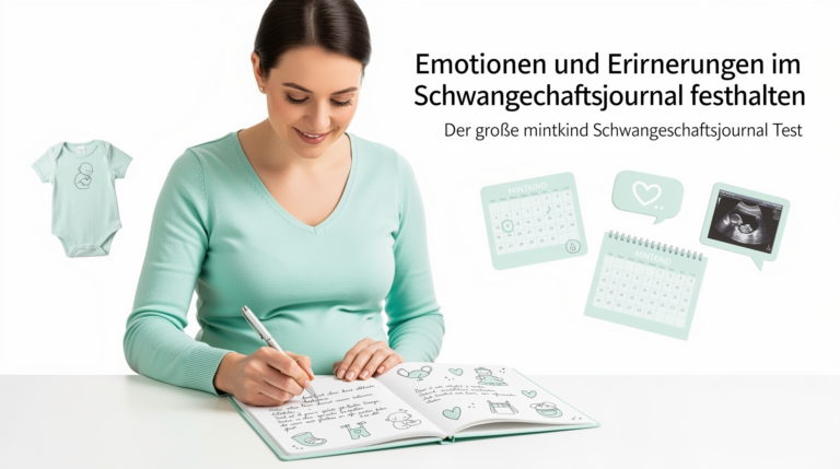 Emotionen und Erinnerungen im mintkind Schwangerschaftsjournal Test festhalten Illustration zum Thema mintkind Schwangerschaftsjournal Test