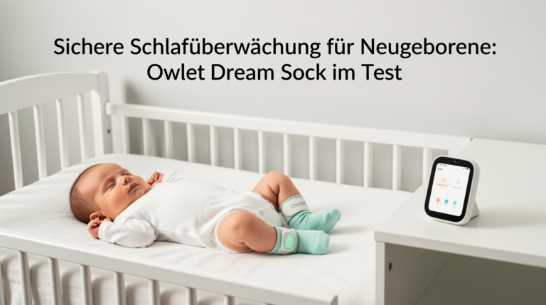 Sichere Schlafüberwachung für Neugeborene im Owlet Dream Sock Test Owlet Dream Sock Test zur sicheren Schlafüberwachung von Neugeborenen