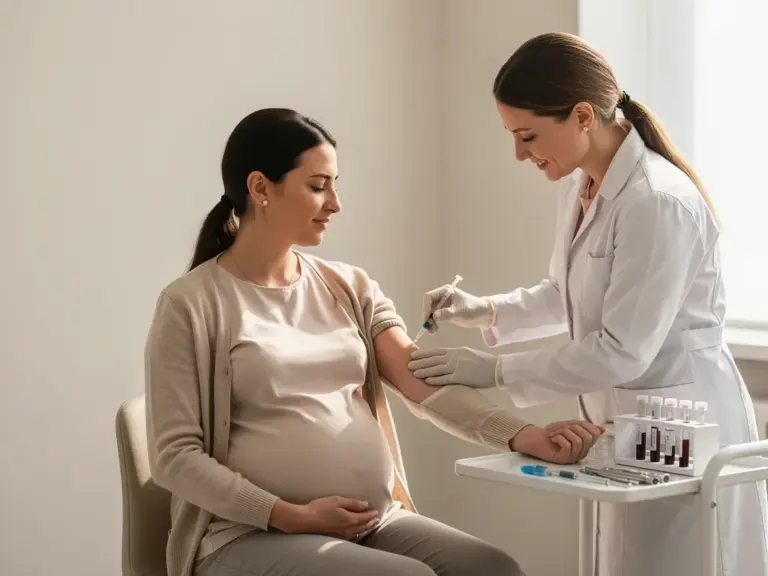 Schwangere Frau bei Ultraschalluntersuchung zur frühzeitigen CMV-Erkennung im ersten Trimester