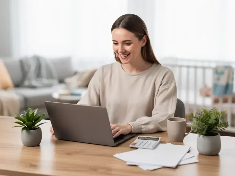 Elterngeldanspruch mit dem Elterngeldrechner präzise berechnen Elterngeldrechner zur genauen Berechnung des individuellen Elterngeldanspruchs auf Laptopbildschirm