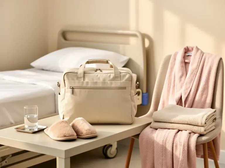 Kliniktasche Wochenbett mit Must-Haves für eine entspannte Erholung nach der Geburt