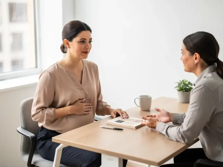 Schwangerschaft im Job und die Rechte im Mutterschutzgesetz richtig nutzen Schwangere Frau am Arbeitsplatz informiert über Mutterschutz und gesetzliche Rechte