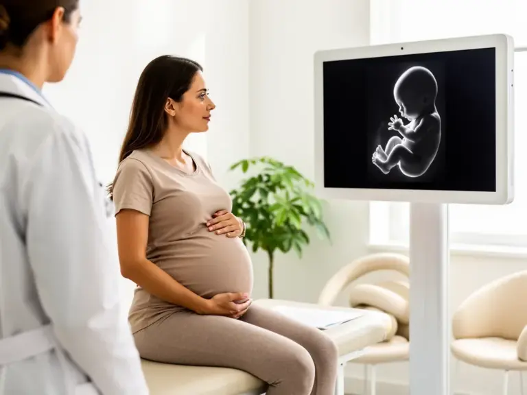 Entwicklungskontrollen im dritten Trimester: Worauf Schwangere achten sollten Infografik zu Schwangerschaft Untersuchungen im dritten Trimester für werdende Mütter