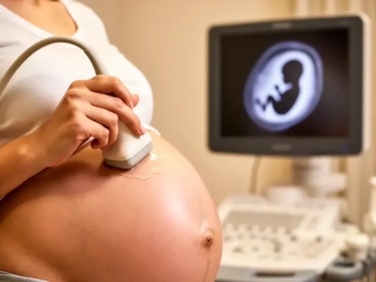 Ultraschallbild zeigt den Schwangerschaftsverlauf und die Entwicklung des ungeborenen Babys