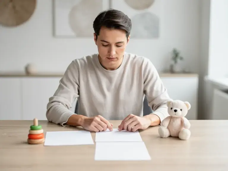 Vater und Mutter besprechen gemeinsamen Antrag für das Sorgerecht vor Familiengericht